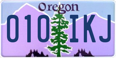 OR license plate 010IKJ
