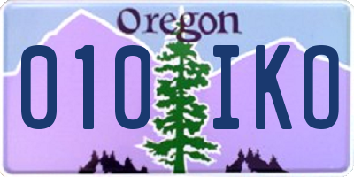 OR license plate 010IKO