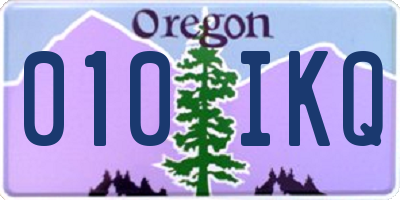 OR license plate 010IKQ