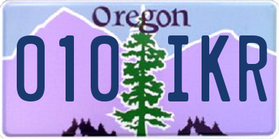 OR license plate 010IKR