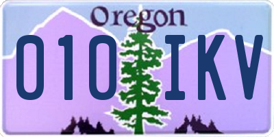 OR license plate 010IKV
