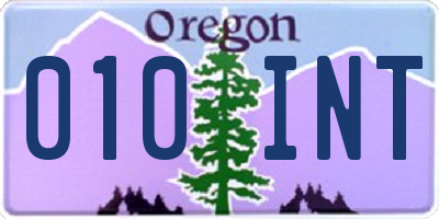 OR license plate 010INT