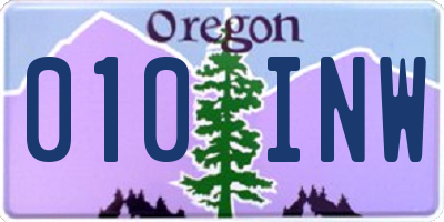 OR license plate 010INW