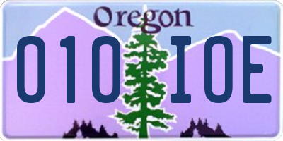 OR license plate 010IOE