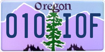 OR license plate 010IOF