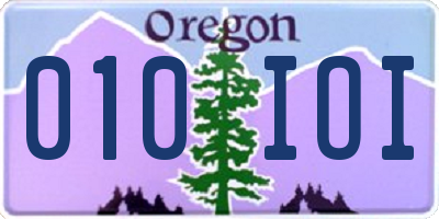 OR license plate 010IOI