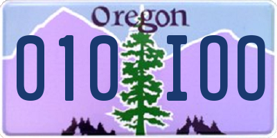 OR license plate 010IOO