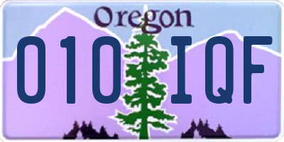 OR license plate 010IQF