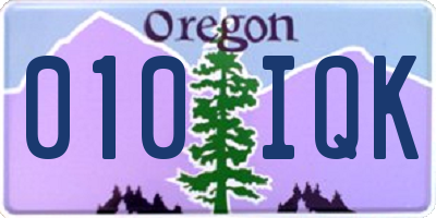 OR license plate 010IQK