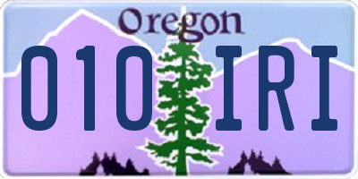 OR license plate 010IRI
