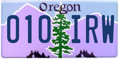 OR license plate 010IRW
