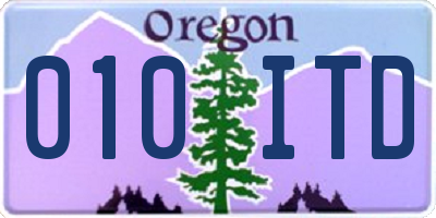 OR license plate 010ITD