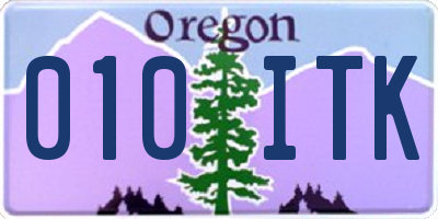 OR license plate 010ITK