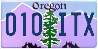 OR license plate 010ITX