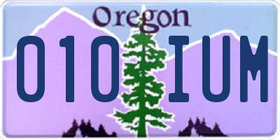 OR license plate 010IUM