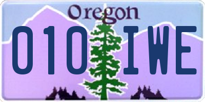 OR license plate 010IWE