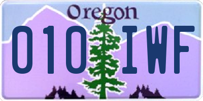 OR license plate 010IWF