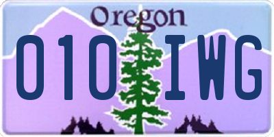 OR license plate 010IWG