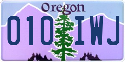 OR license plate 010IWJ
