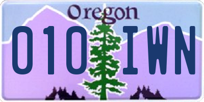 OR license plate 010IWN
