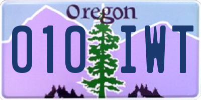 OR license plate 010IWT