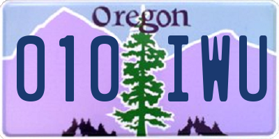 OR license plate 010IWU