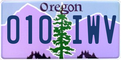 OR license plate 010IWV