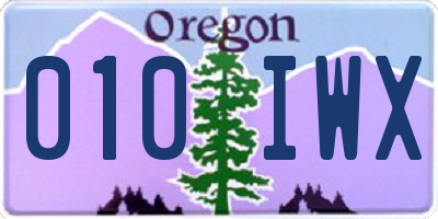 OR license plate 010IWX