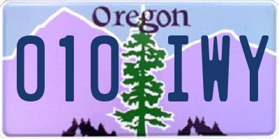 OR license plate 010IWY