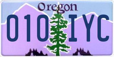 OR license plate 010IYC