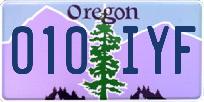 OR license plate 010IYF