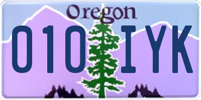 OR license plate 010IYK