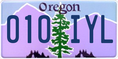 OR license plate 010IYL