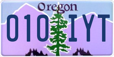 OR license plate 010IYT
