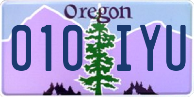 OR license plate 010IYU