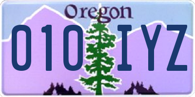 OR license plate 010IYZ