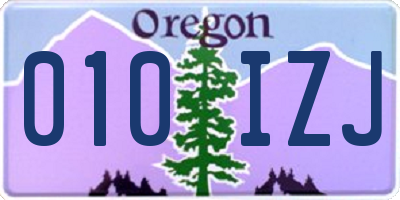 OR license plate 010IZJ