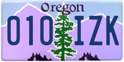 OR license plate 010IZK
