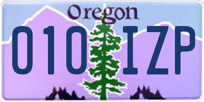 OR license plate 010IZP