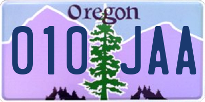 OR license plate 010JAA