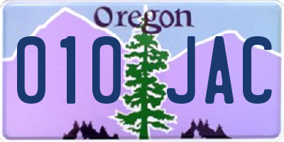 OR license plate 010JAC