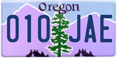 OR license plate 010JAE