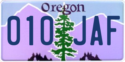 OR license plate 010JAF