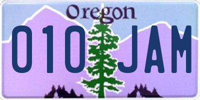 OR license plate 010JAM