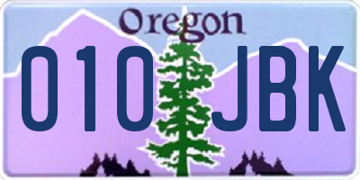 OR license plate 010JBK