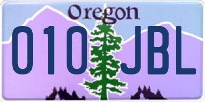 OR license plate 010JBL