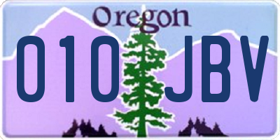 OR license plate 010JBV