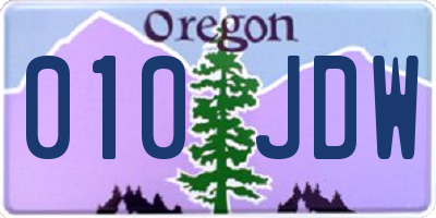 OR license plate 010JDW
