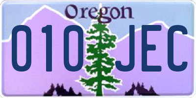 OR license plate 010JEC