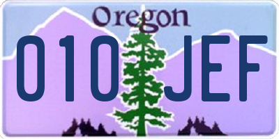OR license plate 010JEF